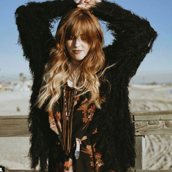 Sweaters - ONYX FUZZY SHAG CARDIGAN